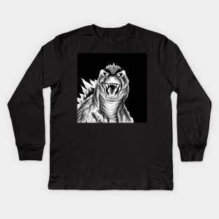 the king of the monsters, the godzilla in the dark Kids Long Sleeve T-Shirt